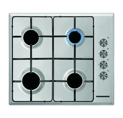 Produktbild von Heinner HBH‑S584I‑IX Einbau‑Gas‑Kochfeld 58 cm, 4 Gasbrenner, Emaille‑Pfannenträger, Edelstahl