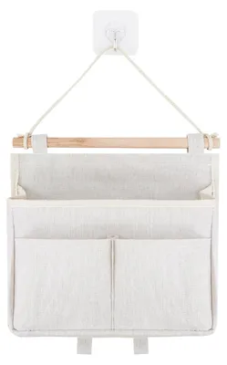 Image de Organisateur mural pliable avec 3 compartiments, idéal pour le rangement dans la salle de bain et la chambre à coucher. Couleur : beige