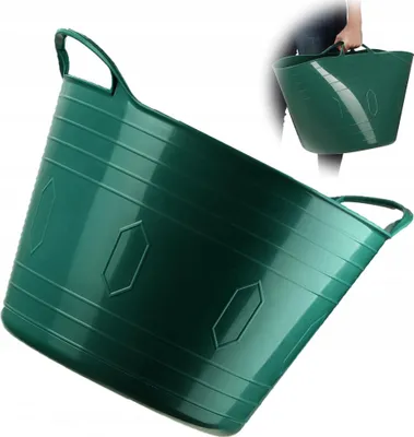 Image de Bac à linge et panier à linge - Bac ménager flexible - 42 L - Polypropylène (PP) - Utilisation universelle - Vert