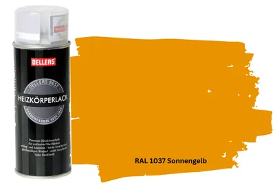 Produktbild von OELLERS Premium Heizkörperlack Spray RAL 1037 Sonnengelb – 400 ml Sprühlack glänzend | Hitzebeständige Heizkörperfarbe | Hochdeckende Sprühfarbe