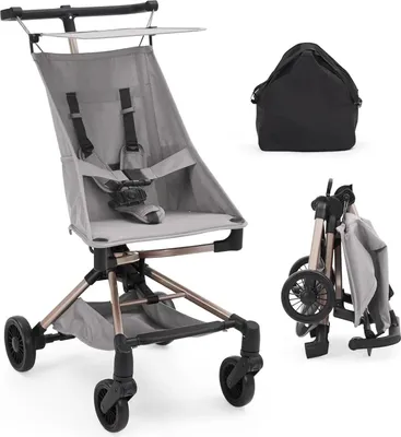 Produktbild von Kinderwagen - Reisebuggy - Leicht - Kompakt - Einhand-Faltmechanismus - Tragetasche - Sonnenverdeck - Für Flugreisen - Grau
