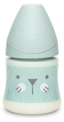 Imagen del producto de Botella anticólicos Suavinex HYGGE de 150 ml, diseño "Gatito Menta", para bebés de 0 meses en adelante