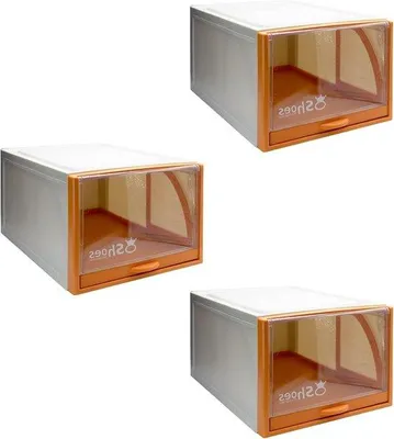 Produktbild von Orangerote Schuhbox mit abnehmbarem Fach - Orangerote stapelbare Schuhbox - Orangerote faltschließbare Schuhbox - Orangerote Schuhbox mit Raumersparnis - Orangerote 2-fach Schuhbox