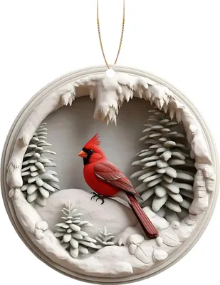 Produktbild von Weihnachtsbaum-Nachbildungation zum Aufhängen, roter Vogel/Rentier, Ornament, Acryl, flach, Auto-Rückspiegel-Anhänger für Bäume, Fenster, Wände, Nachbildung