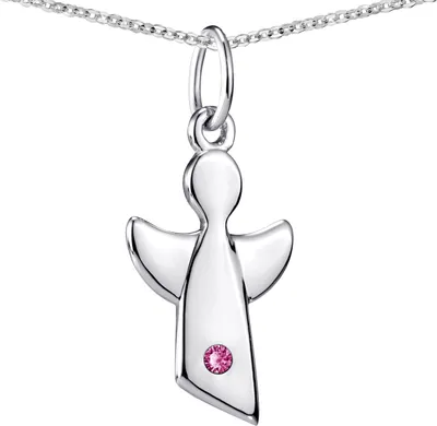 Produktbild von MATERIA Kinder Anhänger Schutzengel Juli Geburtsstein - 925 Silber Kinderkette mit Zirkonia Stein KA-459-pink