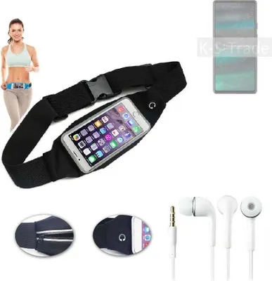 Produktbild von K-S-Trade Bauchtasche Gürteltasche kompatibel mit Google Pixel 6a schwarz + Kopfhörer. Sport Running Jogging Fitness Laufen Umhängetasche Exercise