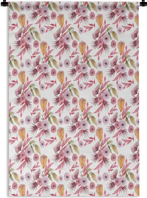 Produktbild von MuchoWow® Wandteppich Wandbehang Blumen - Farben - Rosa 90x135 cm Tapisserie Dekoration Wandtuch - Baumwolle - Wandskulptur