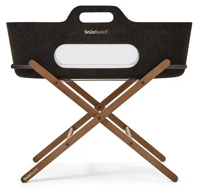 SnüzBaskit Moseskorb & Ständer Set – Graphite / Walnut