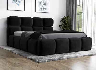 Produktbild von Polsterbett NEW YORK 140x200 mit Matratze und Bettkasten. Farbe: Schwarz.