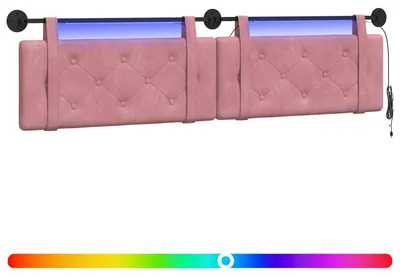 Produktbild von Hängendes Kopfteil Mit LED Licht Rosa Samt