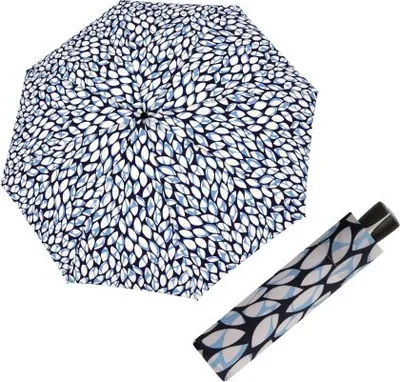 Obrázek produktu pro Doppler Fiber Mini Leaves blue - dámský skládací deštník