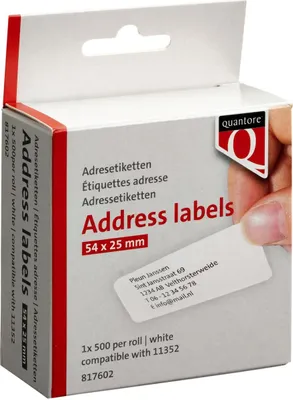Produktbild von Quantore - Etikettenetikett 11352 54x25mm Adresse weiß 500 Stück