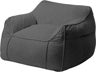 Image de Pouf fauteuil velours côtelé BANANAIR 100x110 cm gris foncé