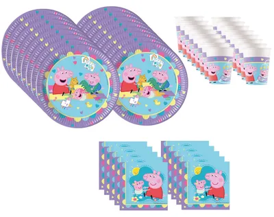 Produktbild von Peppa Pig Made With Love Party Deko Set 52 teilig Kindergeburtstag Geschirr