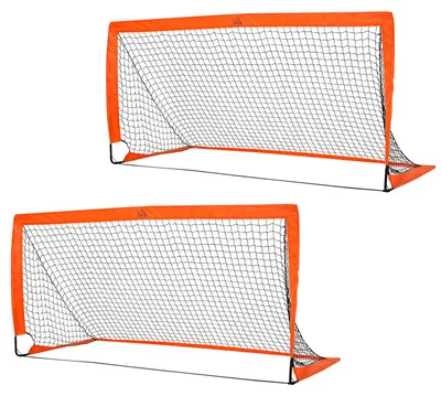 Productafbeelding van HOMCOM Voetbaldoelen, set van 2, mini-voetbaldoelen, inklapbaar, Oxford-stof, oranje
