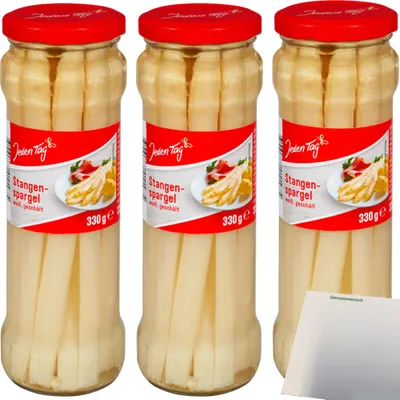 Produktbild von Jeden Tag Stangenspargel Weiß Handgeschält 3er Pack (3x370ml Glas) + usy Block
