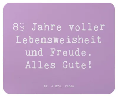 Produktbild von Mr. & Mrs. Panda Mouse Pad Spruch 89. Geburtstag Freude - Lavendeltraum - Geschenk, pc mousepad, mousematte, Geschenkideen, Mauspad, Meilenstein, Geburtstagsgeschenk
