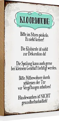 Produktbild von Holzschild Spruch Hinweis 20x30cm Klo Ordnung die Klobürste