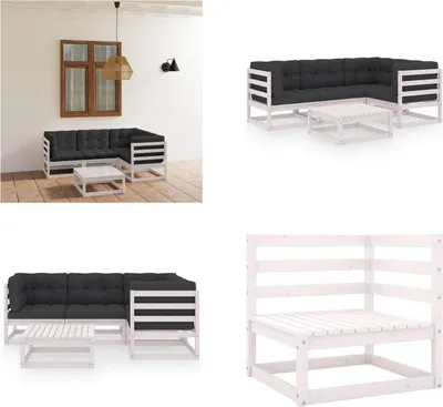 Produktbild von vidaXL 5 tlg. Garten Lounge Set mit Kissen Kiefer Massivholz - Gartenmöbel-Set - Gartenmöbel-Sets - Gartengarnitur - Gartengarnituren