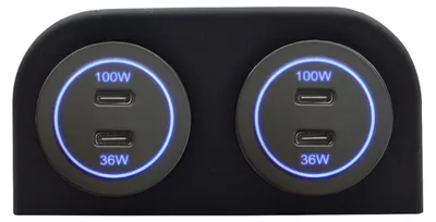 Produktbild von ProRide USB-C Autoladegerät 12-24V 100W+36W 2 Anschlüsse Blau, 2 Stück