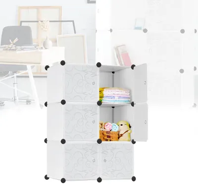 Produktbild von TANYEAR DIY Regalsystem 6 Fächer mit Türen, Regalsystem, Kasten Kombinationsschrank, Weiß