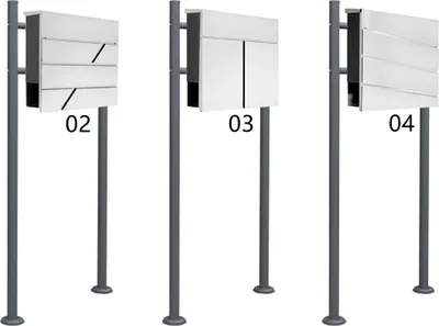 Produktbild von Edelstahl Briefkasten Set Standbriefkasten Ständer Zeitungsrolle Freistehend Zweifarbig Anthrazit V2Aox Auswahl, Ausführung:2 Füße - rund / anthrazit, Design:03