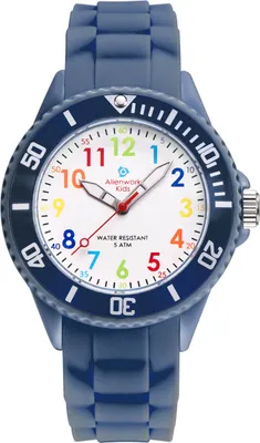 Produktbild von Alienwork Kids Lernuhr Kinderuhr Jungen MŠdchen Marineblau Silikon-Armband Mehrfarbig Kinder-Uhr Wasserdicht 5 ATM Zeit Lernen