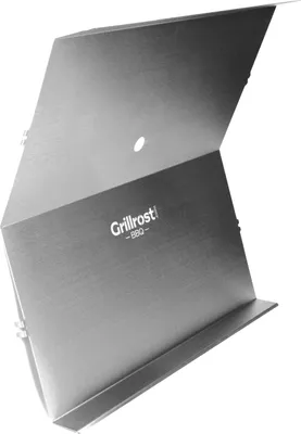 A metal heat shield for a grill, presented against a white background.