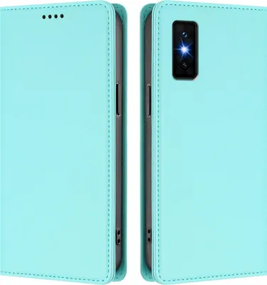 Produktbild von Handyhülle für Infinix GT 30 Pro 5G, Kunstleder Klapphülle Stoßfeste Magnetische Hülle mit Ständer Türkis