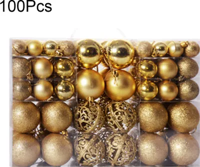 Produktbild von 100pcs Feste Farbe Weihnachtsbaumkugeln Baubles Home Party Hängende Ornament Geschenk-Golden