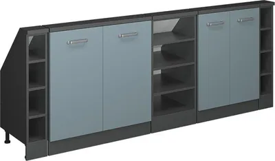 Produktbild von Küchenschrank für Dachschrägen Vicco R-Line Blau-Grau 210 cm 5er Set, Model 58178