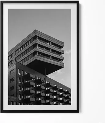 Produktbild von Architektur in Amsterdam– Wandbild mit Rahmen – Gerahmtes Bild  – Wanddekoration – 70x100 cm –  Schwarz Rahmen