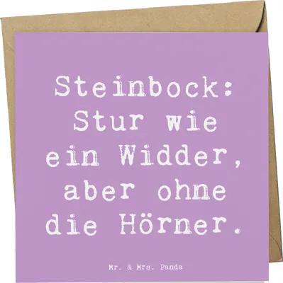 Produktbild von Mr. & Mrs. Panda Grußkarte Spruch Steinbock Entschlossen - Lavendeltraum - Geschenk, Geschenke Astrologie, Sturheit, Sternzeichen, anlasskarte, Geschenkideen, doppelkarte