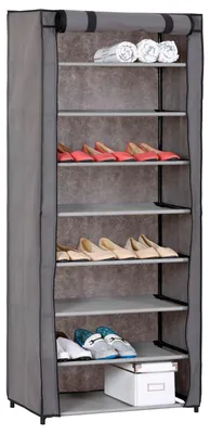 Produktbild von Schuhschrank Schuhregal Kellerschrank Kellerregal TAMARA, mit 8 Böden für ca. 25 Paar Schuhe, inkl. Schutzhülle in grau