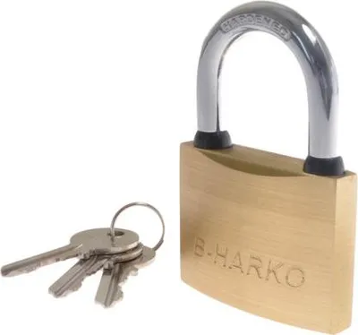 Zdjęcie produktu dla Kłódka mosiężna B-Harko HM 60 mm z mechanizmem blokującym