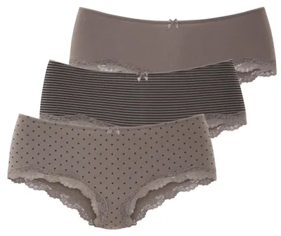Produktbild von LASCANA Panty taupe-uni, gepunktet, gestreift Größe 32/34