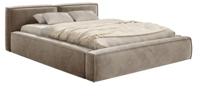Produktbild von Selsey Tilves Slim – Polsterbett 200x200 mit Bettkasten und Lattenrost, Velours, hellbraun