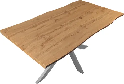 Produktbild von Esstisch Baumkante Holz Wildeiche-Optik 200 x 100 Spider-Gestell silber JOSY