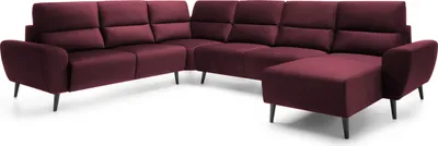 Produktbild von DomoHome Polster-Ecksofa BOSCO U-Form, Monolith-Stoff, Freistehend, mit verstellbaren Kopfstützen, Sofa für Familien, Größe: 340x270x98cm, Farbe: Burgunderrot