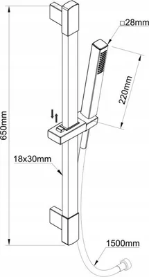 Produktbild von Piza Duschset Chrom mit 1-Gang Handbrause, fester Stange und verschiebbarem Halter