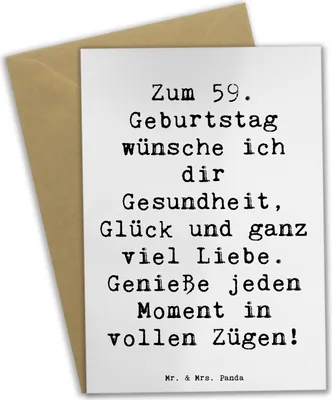 Produktbild von Mr. & Mrs. Panda Glückwunschkarte Spruch 59. Geburtstag - Weiß - Geschenk, weihnachtskarten, Grußkarten, warmherziger Wunsch, Happy Birthday, besondere Menschen, 59 Jahre