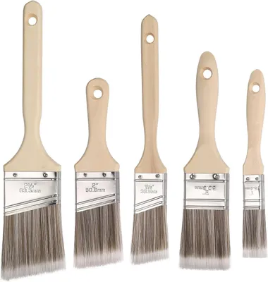 Productafbeelding van Penseelset 5-delig, nylon haren, houten handvat, voor muren