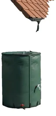 Image de Réservoir de récupération d'eau de pluie, capacité de 500 litres, design pliable, couleur verte