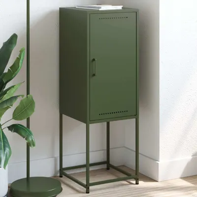 Produktbild von "2026 Promotion" Highboard/Vitrine/Beistellschrank - Olivgrün 36x39x107 cm Stahl - Kommoden CC30350