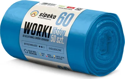 Zdjęcie produktu dla LDPE Worki na śmieci SIPEKO 60L 50szt. NIEBIESKIE