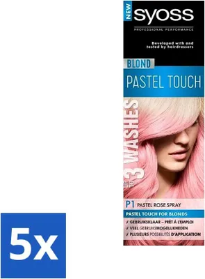 Obrázek produktu pro Syoss Colour Blond Pastel Touch P1 Pastel Rose - barva na vlasy ve spreji - Pastel Rose - hodnotné balení - 5 kusů
