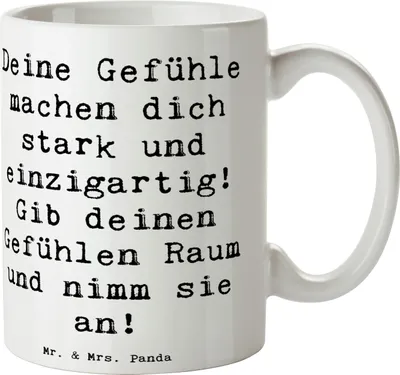 Produktbild von Mr. & Mrs. Panda Tasse Spruch Emotionen ausdrücken - Weiß - Geschenk, ermutigend, Becher, Kaffeebecher, Inspiration, haferl, Zuversicht, herzerwärmend, Herzblut, Trost
