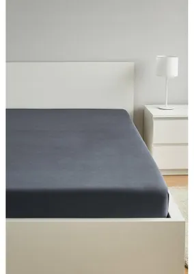 Produktbild von Bettlaken - Spannbettlaken mit Gummizug - 200x220 cm - Jersey - 100% Baumwolle - 160g/m2 - Dunkelgrau - Hochwertiges