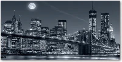 Produktbild von Tulup® Leinwandbild - 120x60 cm - Wandkunst - Drucke auf Leinwand - Leinwanddruck - Sehenswürdigkeiten & Architektur - Schwarzweiß - Manhattan New York