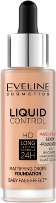 Immagine prodotto di Eveline Cosmetics Liquid Control HD – fondotinta, a lunga tenuta, opacizzante, Tonalità 055 Honey